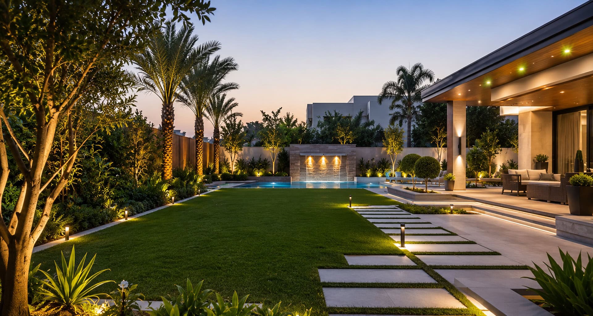 modern-villa-garden-landscaping-services-in-dubai-with-outdoor-lighting